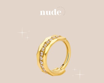 Auf - Galactic ring piercing set in titanium ASTM-F136 gold 8,10,12mm - Helix cartilage zircon lobe ear piercing