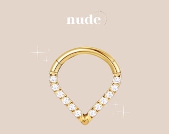 Anti-Piercing drop set in titanium ASTM-F136 gold - Helix cartilage gold zircon lobe ear piercing