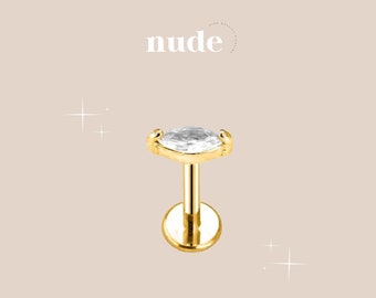 Miysis - Titanium Marquise Piercing ASTM F136 - 6mm, 8mm Hypoallergenic Stud Gauge 16G 1.2mm Stem Thickness