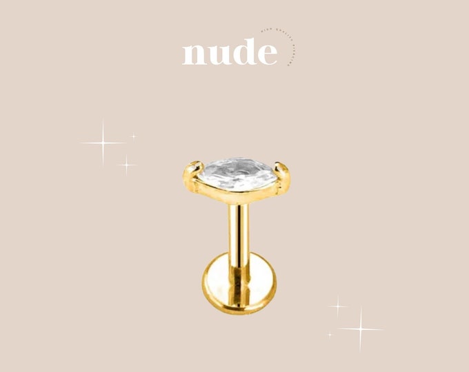 Featured listing image: Miysis - Titanium Marquise Piercing ASTM F136 - 6mm, 8mm Hypoallergenic Stud Gauge 16G 1.2mm Stem Thickness