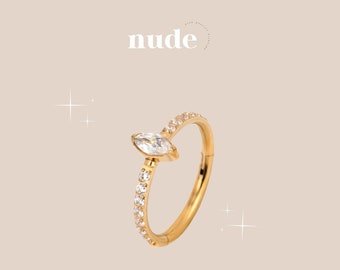 Anubis - Piercing ring drop set titanium ASTM F136 gold 8,10,12mm - Helix cartilage zircon lobe ear piercing