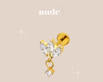 Mandoulis - Marquise Piercing Titanium Pendant ASTM F136 - 6mm, 8mm Stud Hypoallergenic Gauge 16G 1.2mm Rod Thickness