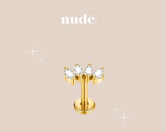 Mehit - Piercing 4 marquises Titanium ASTM F136 - stud 6mm, 8mm Hypoallergenic Gauge 16G 1.2mm rod thickness