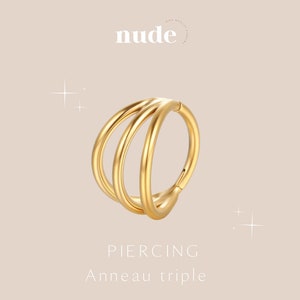 Heh - Drievoudige piercing 6,8,10 of 12mm goud in titanium ASTM F136 goud - Helix kraakbeen gouden oorlel piercing