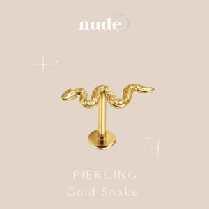Mehen - Piercing Gold Snake en Titane ASTM F136 - stud 6mm, 8mm Hypoallergenique Gauge 16G 1,2mm épaisseur de tige