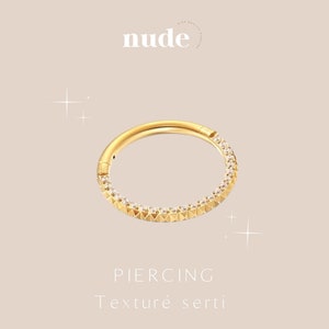 Piercing ring set with titanium ASTM-F136 gold 8,10,12mm - Helix cartilage zircon lobe piercing ear