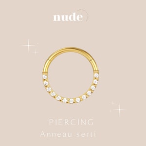 Astarte - Piercing serti en titane ASTM-F136 doré 6,8,10,12mm - Hélix cartilage zircon lobe piercing oreille