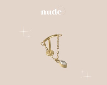 Mekhit - Piercing stud bar pendant zircon ASTM F136 - stud 6mm, 8mm Hypoallergenic Gauge 16G 1.2mm rod thickness