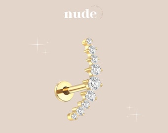 Neith - Stud ZIRCONS ++ Titanium ASTM F136 - 8mm Hypoallergenic Gauge 16G 1.2mm rod thickness for flat and conch