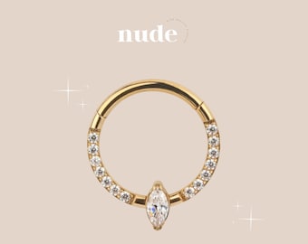 Aker - Titanium piercing set with drop ASTM-F136 gold - Helix cartilage gold zircon lobe piercing ear