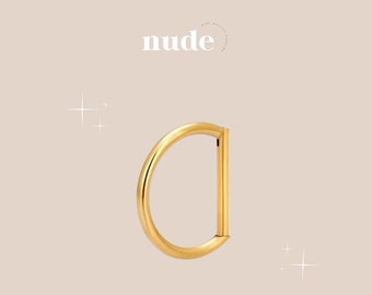 Hededet - Piercing bar ring effect 8,10 and 12mm gold in titanium G23 gold - Helix cartilage gold zircon lobe ear piercing