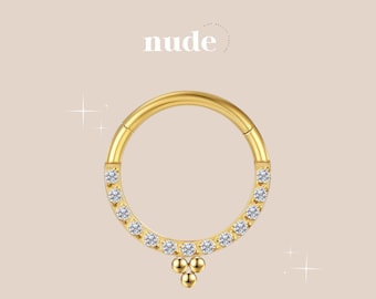 Boukhis - Trio piercing set in titanium ASTM-F136 gold 8 and 10mm - Helix cartilage gold zircon lobe ear piercing