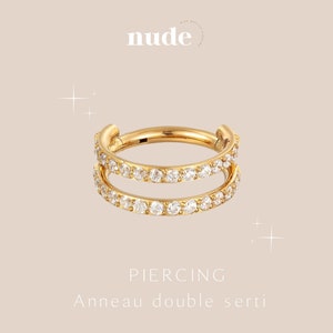 Apis - Doppio piercing 8,10 e 12mm oro in titanio ASTM-F136 oro - Piercing all'orecchio cartilagine elica oro zircone lobo