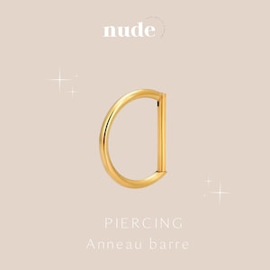 Hededet - Piercing bar ring effect 8,10 and 12mm gold in titanium G23 gold - Helix cartilage gold zircon lobe ear piercing