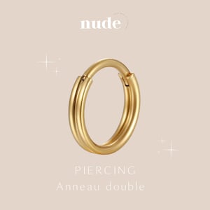 Hou - Doppio piercing in oro 8,10 o 12 mm in oro titanio ASTM-F136 - Orecchio piercing al lobo in oro con cartilagine elicoidale - 8, 10 o 12 mm