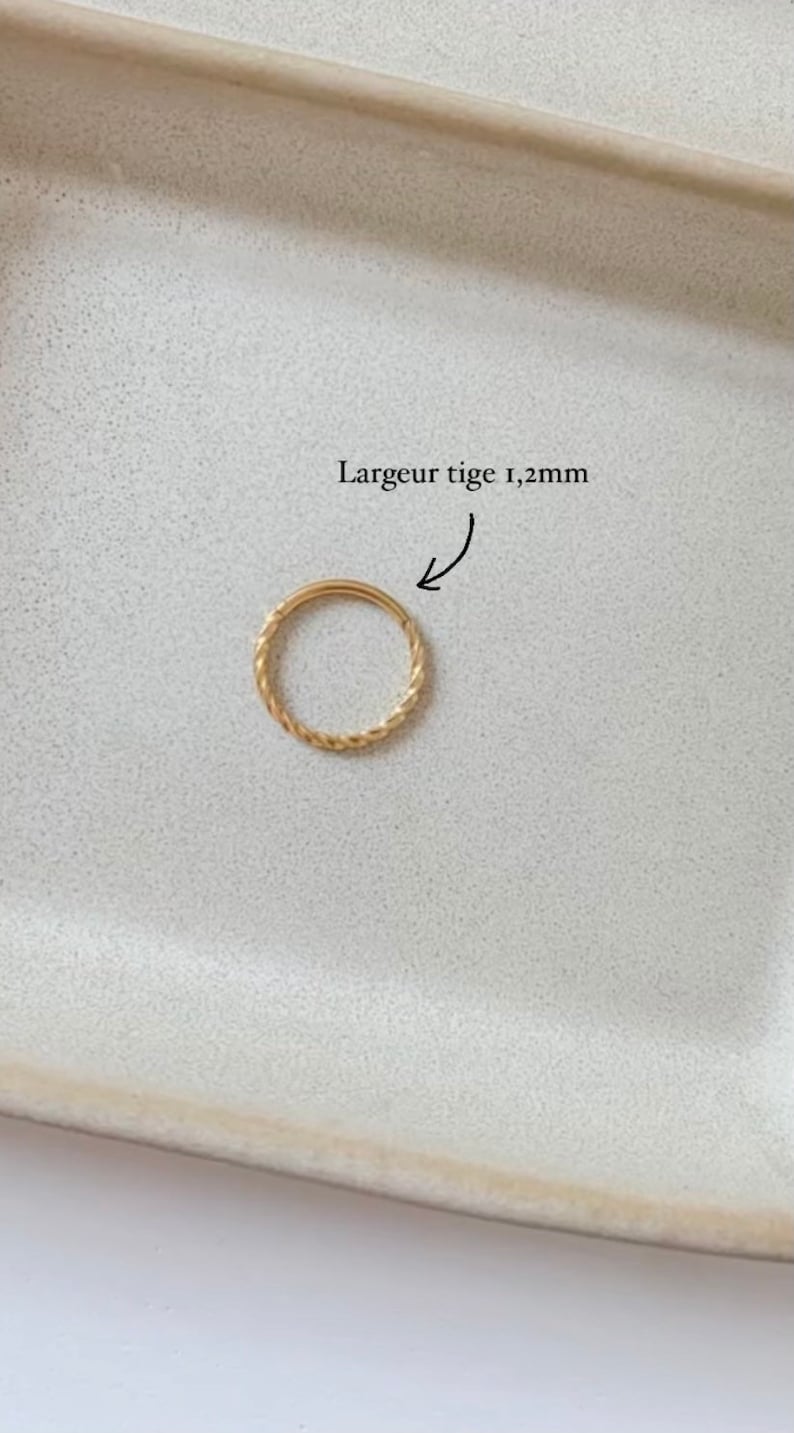 Piercing torsadé 6,8,10,12mm en acier inoxydable doré Hélix cartilage acier chirurgical doré zircon lobe piercing oreille image 4