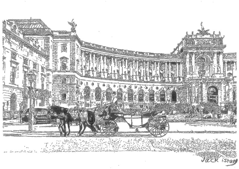 Austria Hand Drawn Sketch Vienna Drawing Original Charcoal Drawing