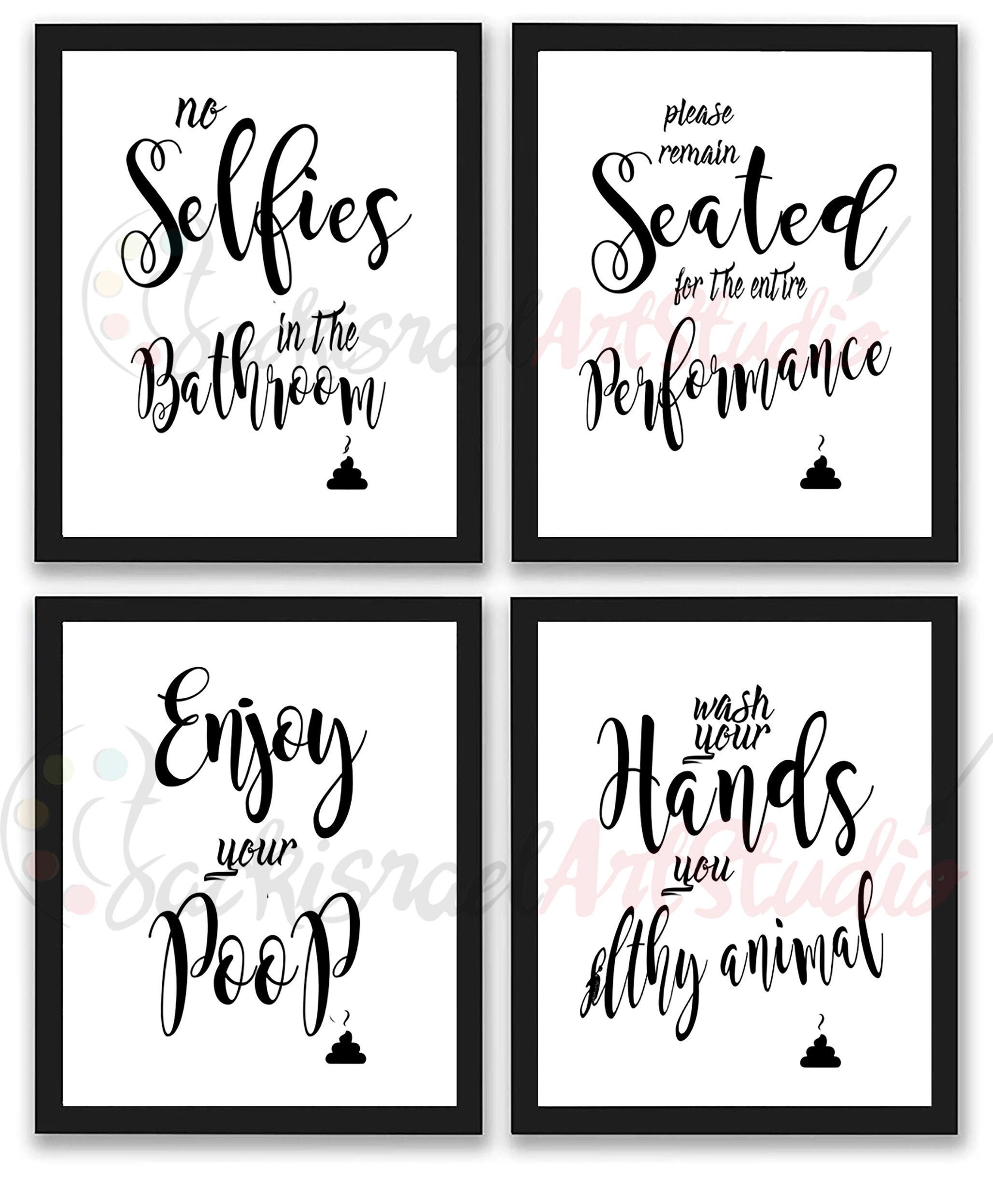Bathroom Print Set of 4, Bathroom Wall Prints, Bathroom Art Print, Wall