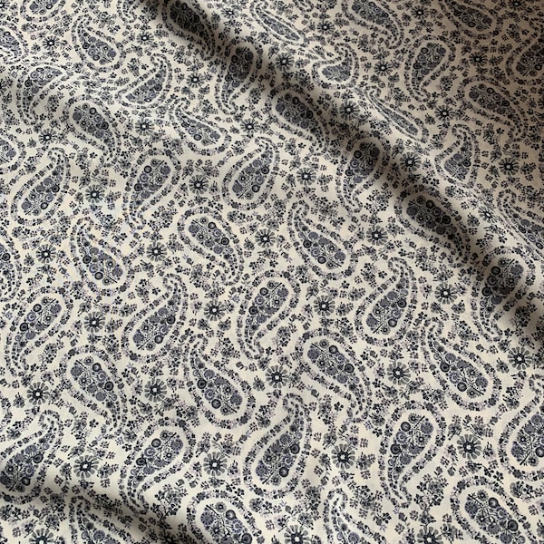 Grey Paisley Cotton Lawn