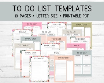 To Do List Templates | To Do List Planner | Task Organizer | Brain Dump | To-Do List Printable | To Do List PDF