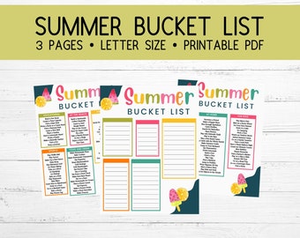 Summer Bucket List | Fun Activity Checklist for Families | Printable Bucketlist for Kids | Instant Download
