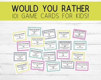 Would You Rather Questions for Kids | Party Games for Kids | Conversation Starters | Family Friendly Game Cards