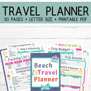 Travel Planner | Beach Vacation Planner | Printable Trip Planner