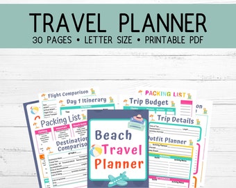 Beach Vacation Planner | 30-Page Printable Trip Itinerary (PDF)