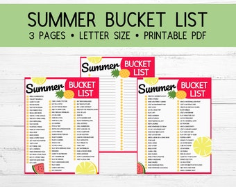 Fun Summer Bucket List | Activity Checklist for Families | Printable Bucketlist for Kids | Instant Download