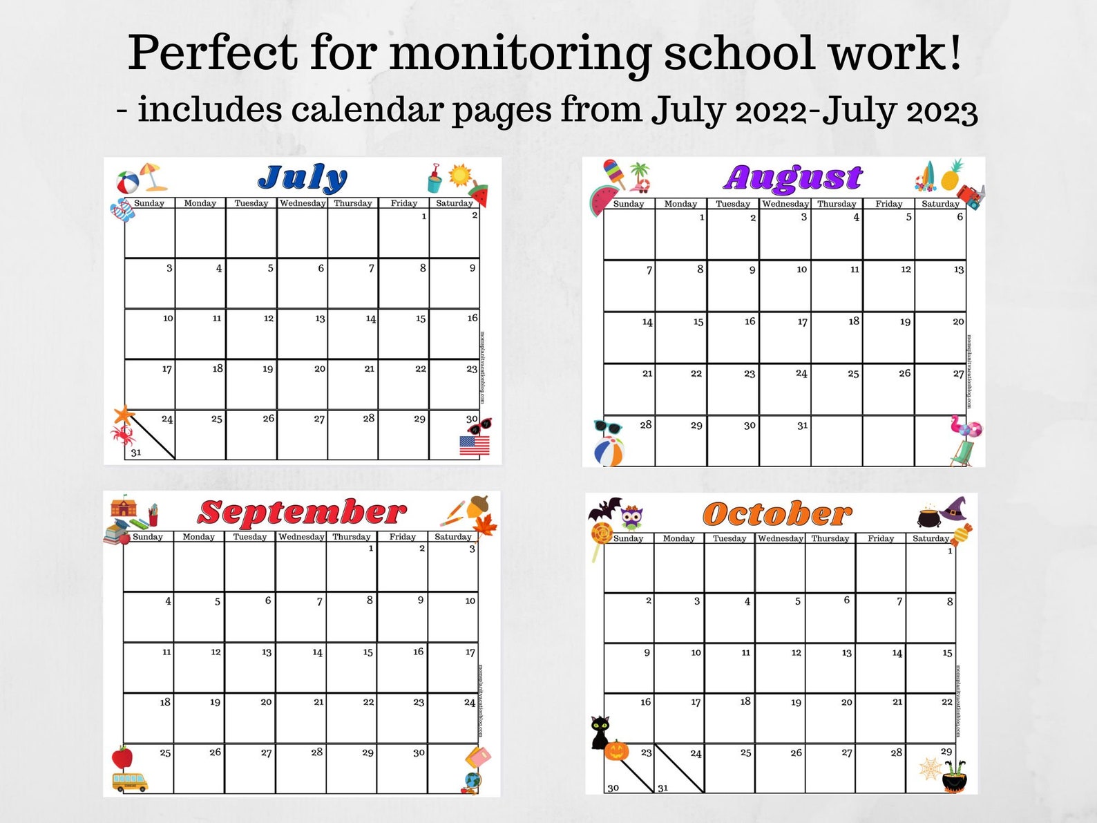 20222023 Printable School Calendar Etsy Nederland