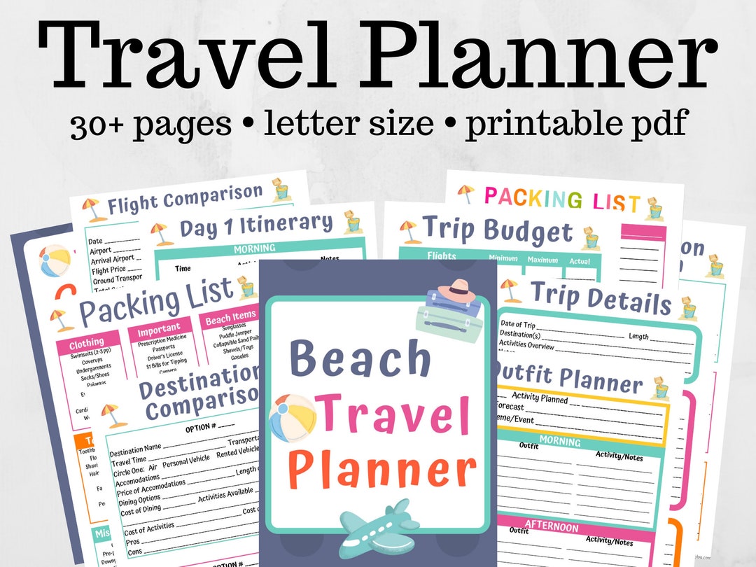 Travel Planner Beach Vacation Planner Printable Trip - Etsy