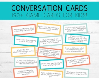Conversation Cards for Kids | Conversation Starters | Questions for Kids | Ice Breaker Games | Family Friendly Game Cards