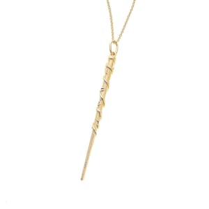 Officially Licensed Harry Potter™ 14k Yellow Gold Hermione Granger Wand Necklace by Freeman Jewelry