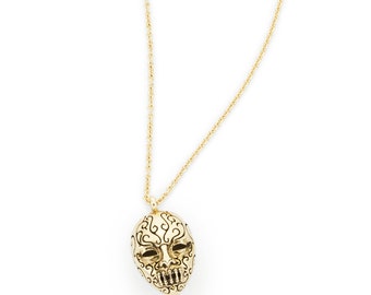 Collar con máscara de mortífago de Bellatrix Lestrange en oro amarillo de 14 k de Harry Potter™ con licencia oficial de Freeman Jewelry