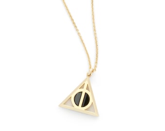 Collar de las Reliquias de la Muerte de oro amarillo de 14 k con licencia oficial de Harry Potter™ de Freeman Jewelry