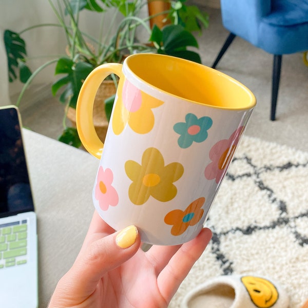 Retro Floral Mug | Floral Mug | Cute Mug | Flower Mug | Vintage Floral Mug | 70s/80s Mug | Cute Mug with Flowers