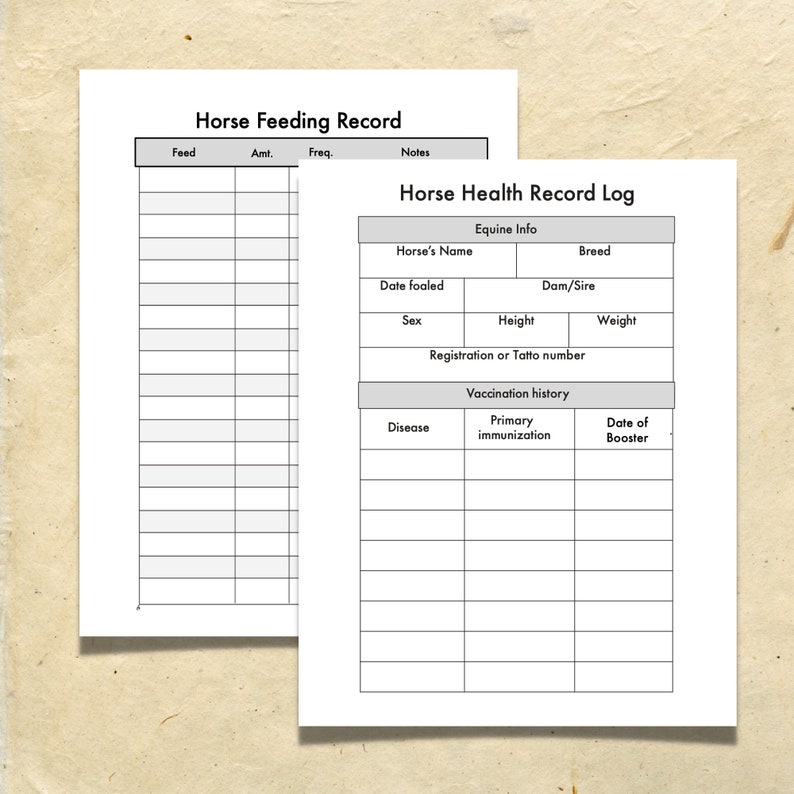 Horse Health Record Book Log All of Your Equine's Health Information
