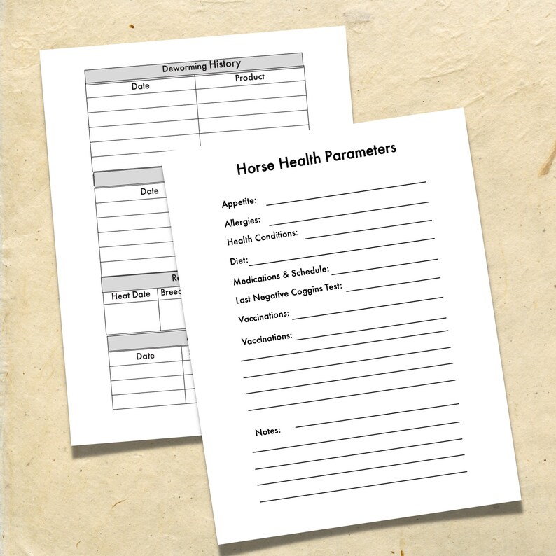 Horse Health Record Book Log All of Your Equine's Health Information ...