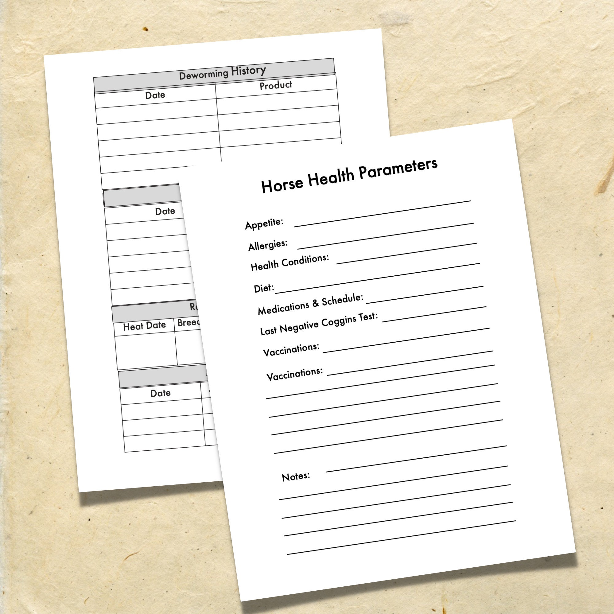 Horse Health Record Book Log All of Your Equine's Health Information ...