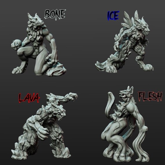 Elemental Werewolves Hell Wolves Printed Obsession Dnd RPG Etsy