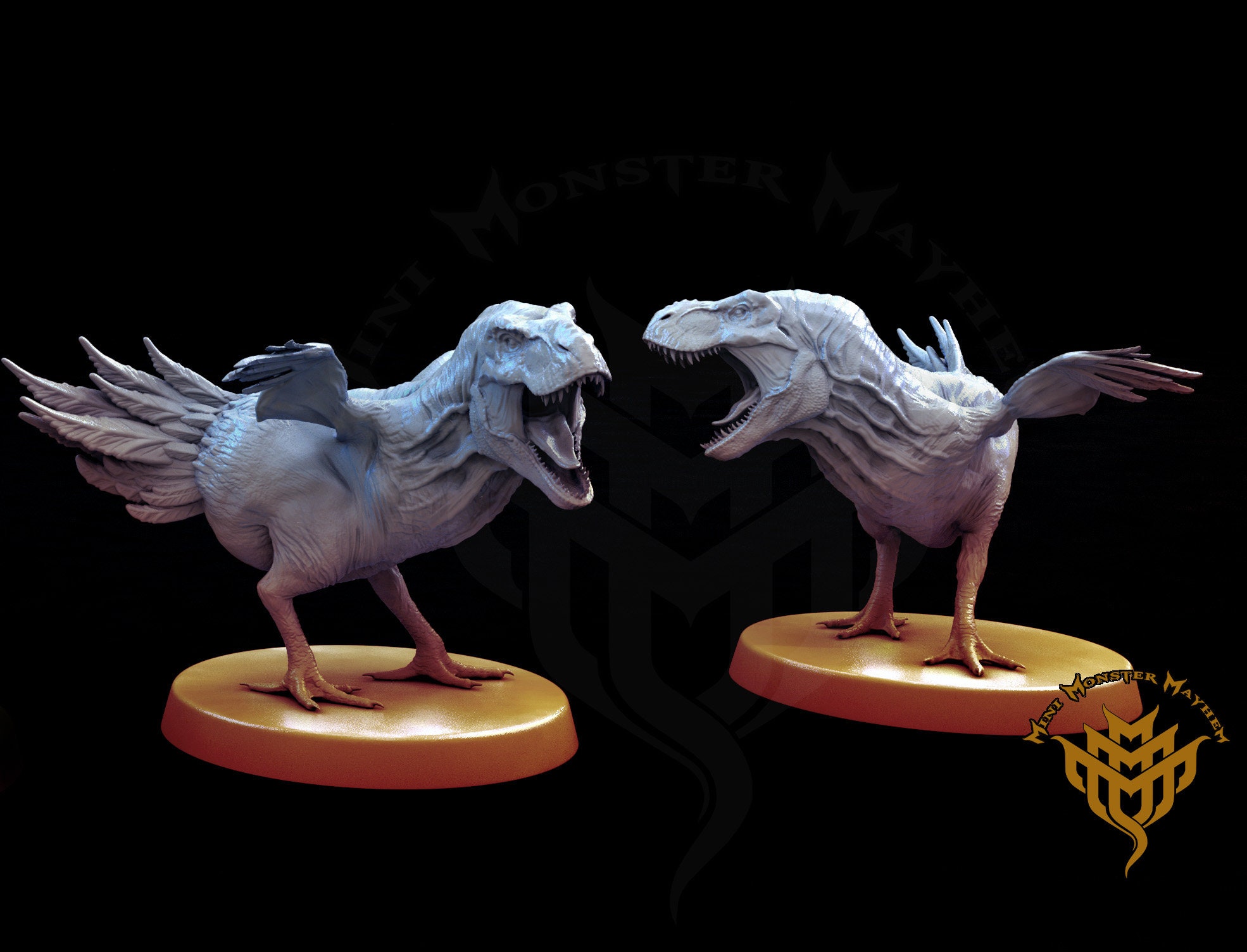 t rex and chicken skeleton