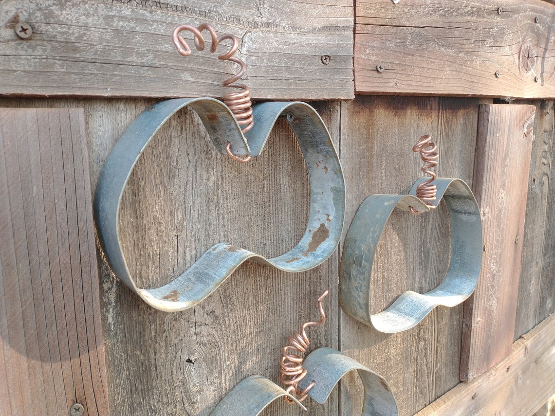 Wine Barrel Hoop Pumpkin, Rustic Metal Art, Fall Decoration, Indoor