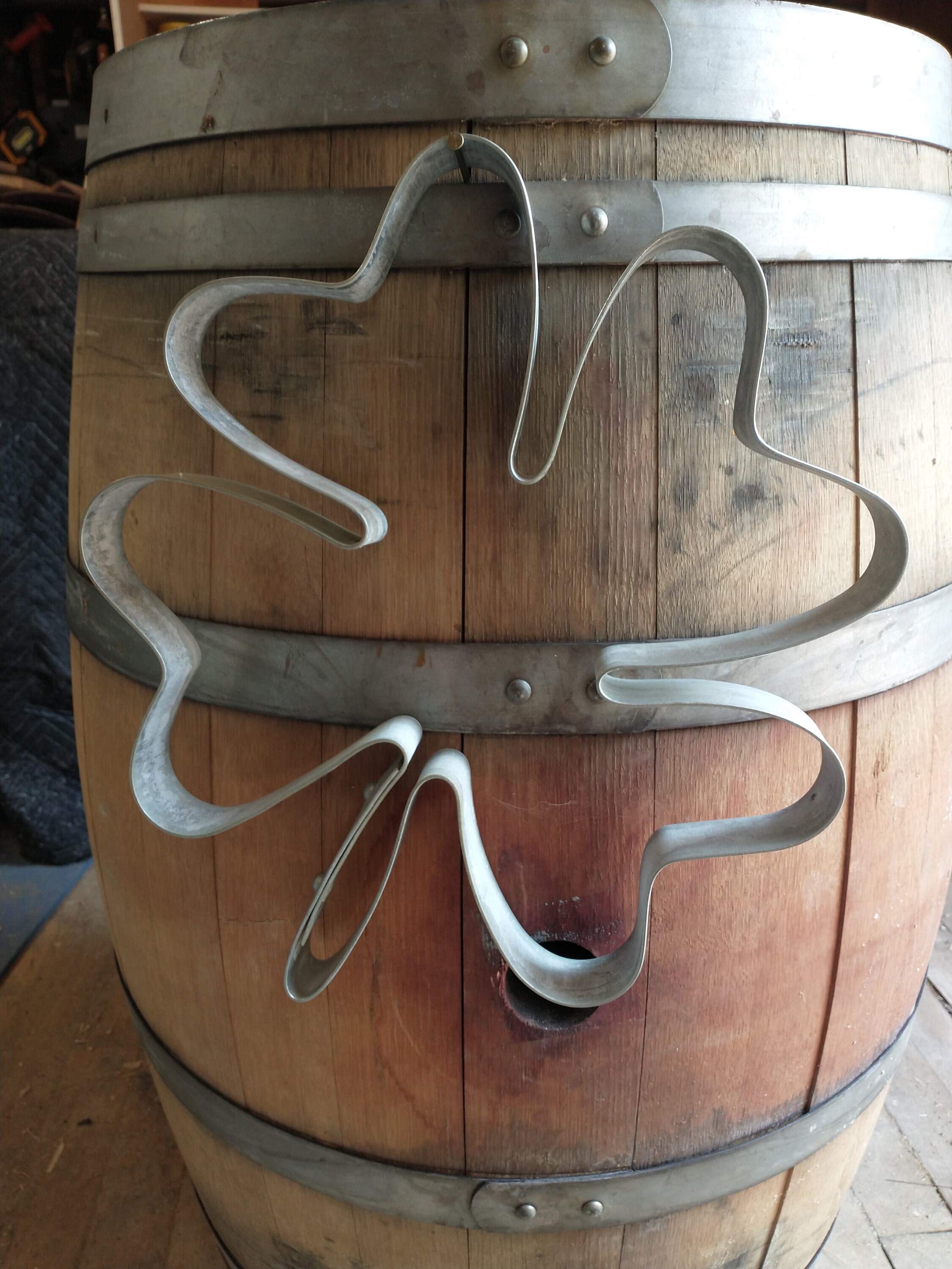 Wine Barrel Hoop Shamrock, St. Patrick's Day, Irish Pub Metal Art