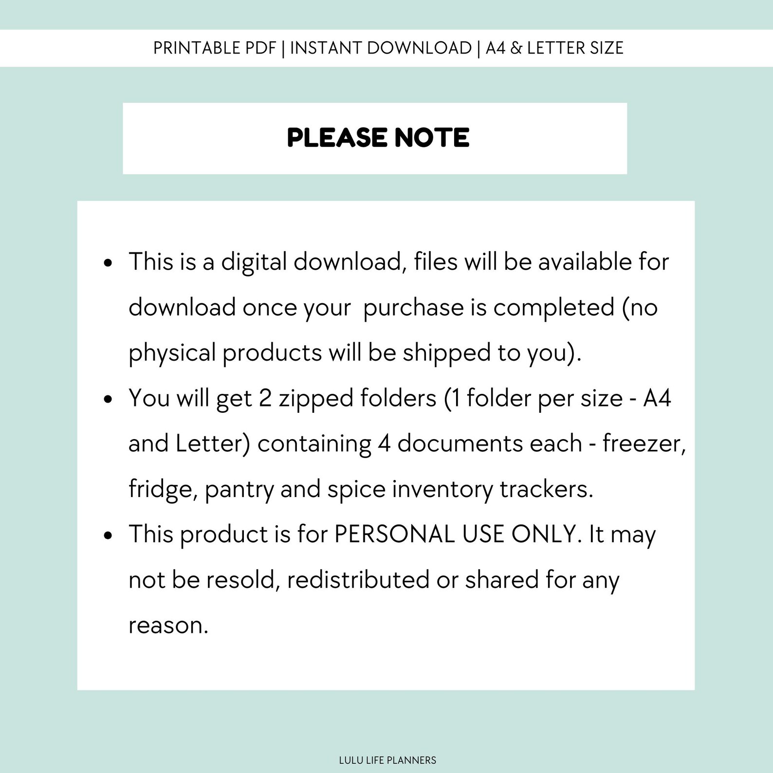 Kitchen Inventory List Printable, Freezer / Fridge /pantry / Spices, 7 ...