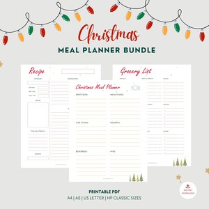 Christmas Meal Planner Printable Template | Christmas Menu | Recipe Page | Grocery List