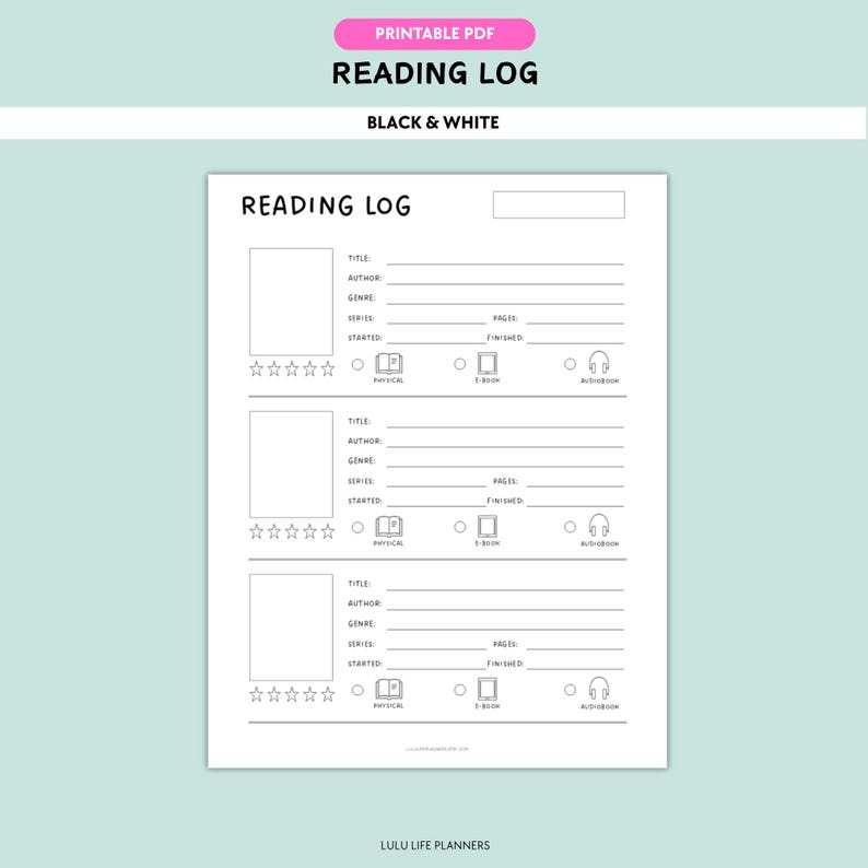 Reading Log Printable PDF Template, Books I’ve Read, Book Tracker A4 ...