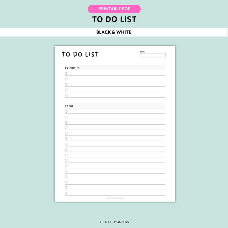 Liste Pdf To Do List Printable PDF Template, Task Checklist, Daily Planner, 7 ...