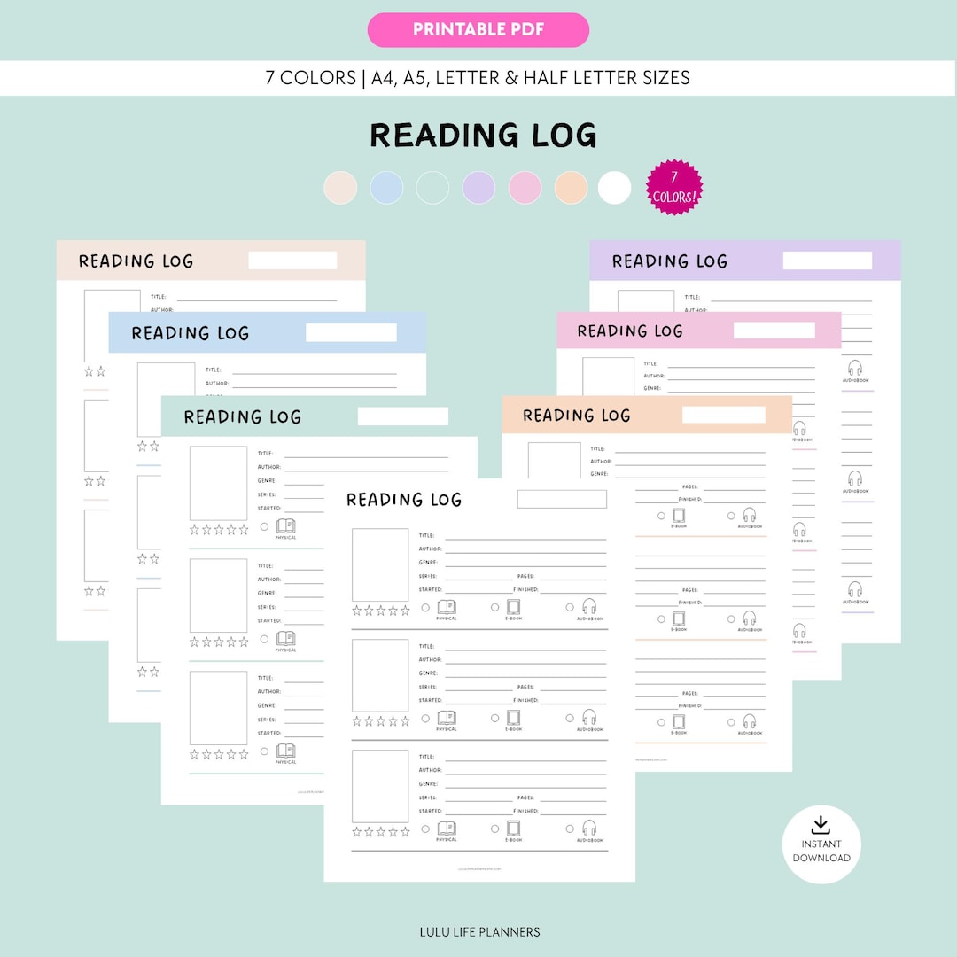 Reading Log Printable PDF Template, Books I’ve Read, Book Tracker A4 ...