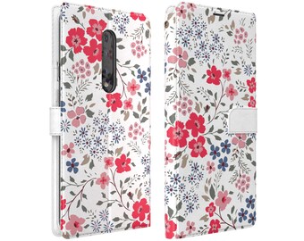 Sassy girlish print Flip case LG V40 phone case wallet OnePlus 7 Pro folio Motorola Card Holder LG G8 teen case magnetic snap One Zoom cover
