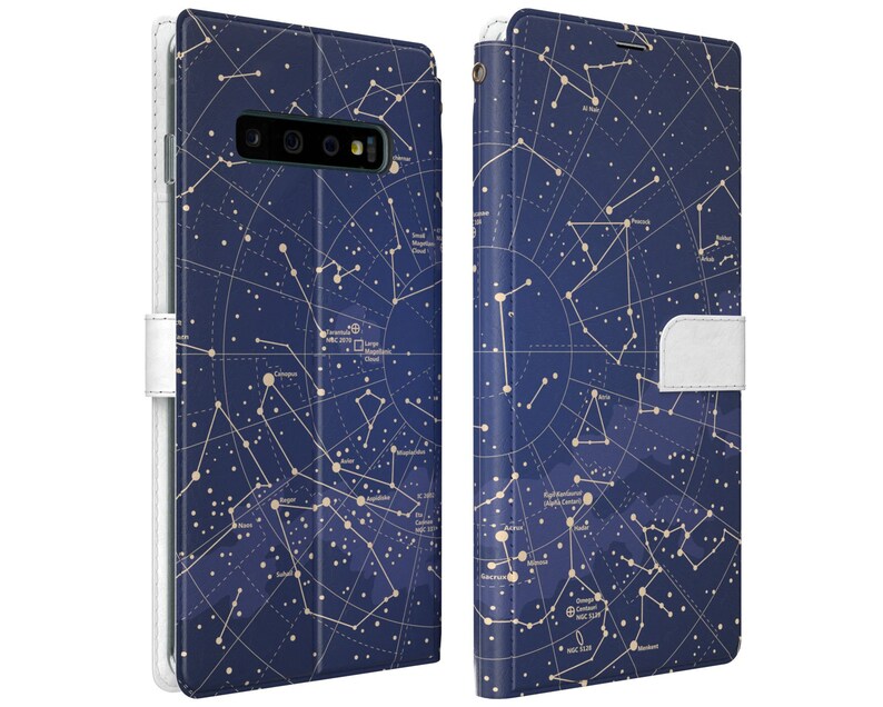 Constellations print folio Galaxy case S9 Phone Wallet case flip Samsung Note 10 Plus stars S10e case night sky magnetic clasp S20 Ultra S10 